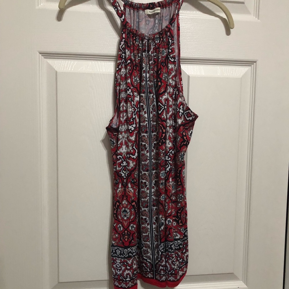 Max Studio Red Paisley Razorback Top